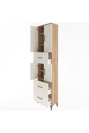 Arges Dolap 5 Raflı 3 Çekmeceli 4 Kapaklı 60x30x243 Çam-Aytaşı