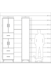 Arges Dolap 5 Raflı 3 Çekmeceli 4 Kapaklı 60x30x243 Çam-Aytaşı