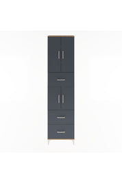 Arges Dolap 5 Raflı 3 Çekmeceli 4 Kapaklı 60x30x243 Çam-Antrasit