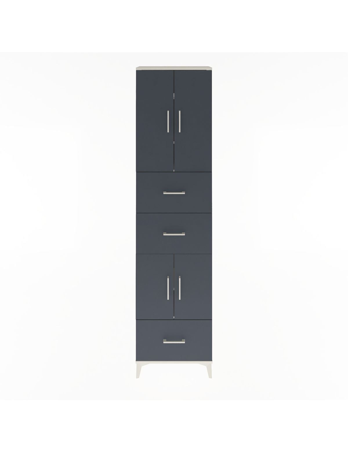 Arges Dolap 5 Raflı 3 Çekmeceli 4 Kapaklı 60x30x243 Aytaşı-Antrasit