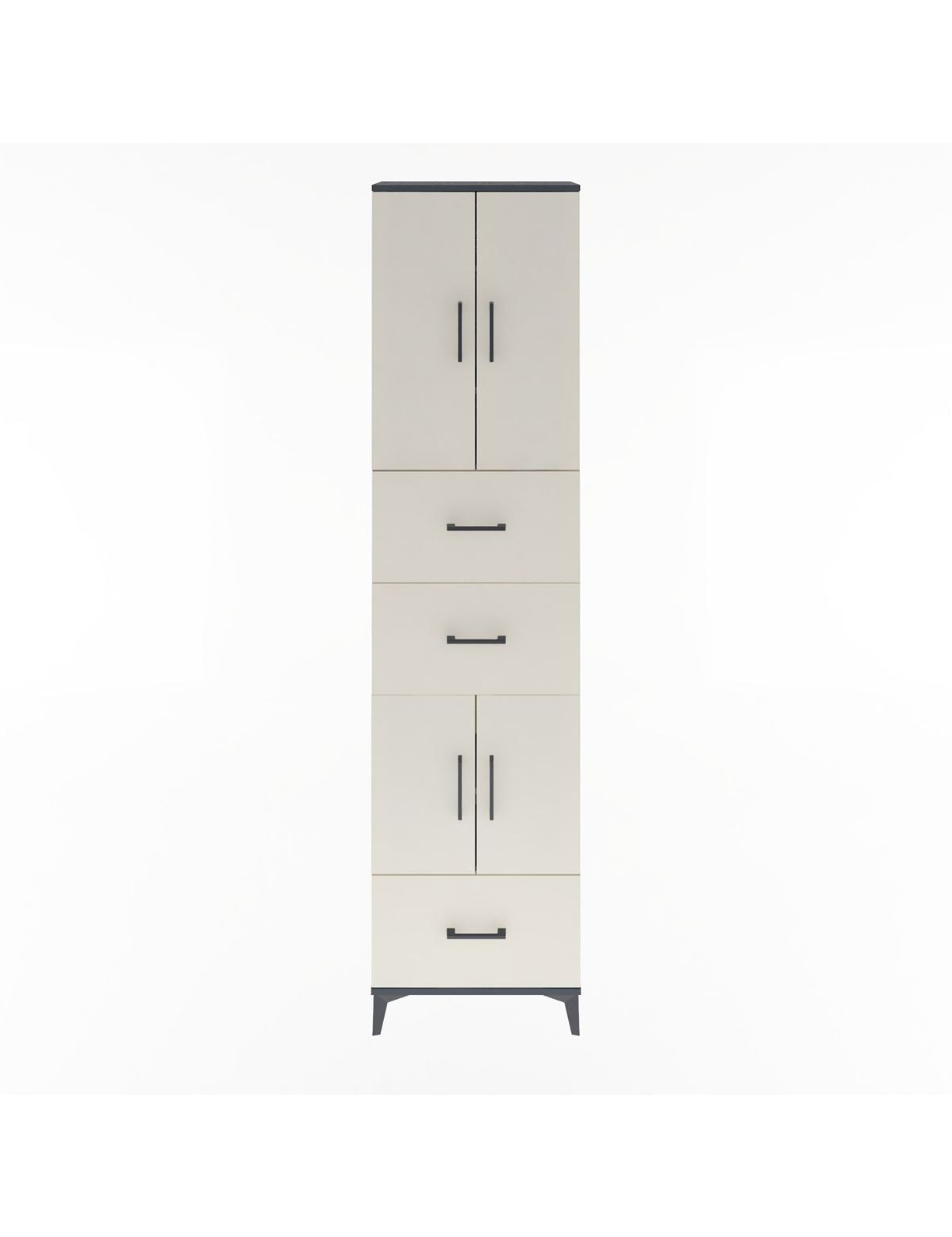 Arges Dolap 5 Raflı 3 Çekmeceli 4 Kapaklı 60x30x243 Antrasit-Aytaşı