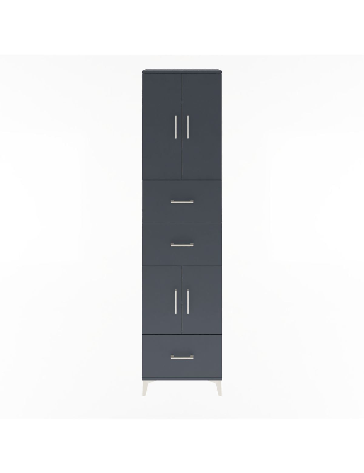 Arges Dolap 5 Raflı 3 Çekmeceli 4 Kapaklı 60x30x243 Antrasit-Antrasit
