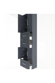 Arges Dolap 5 Raflı 3 Çekmeceli 4 Kapaklı 60x30x243 Antrasit-Antrasit