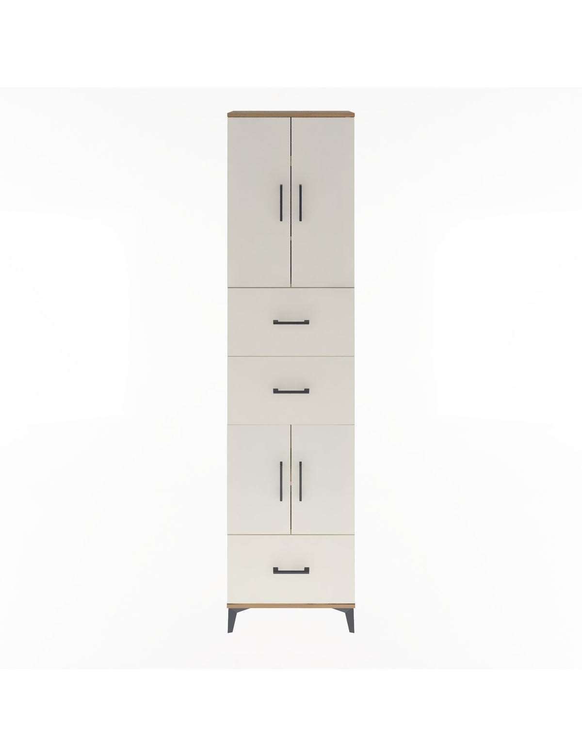 Arges Dolap 5 Raflı 3 Çekmeceli 4 Kapaklı 60x30x243 Çam-Aytaşı