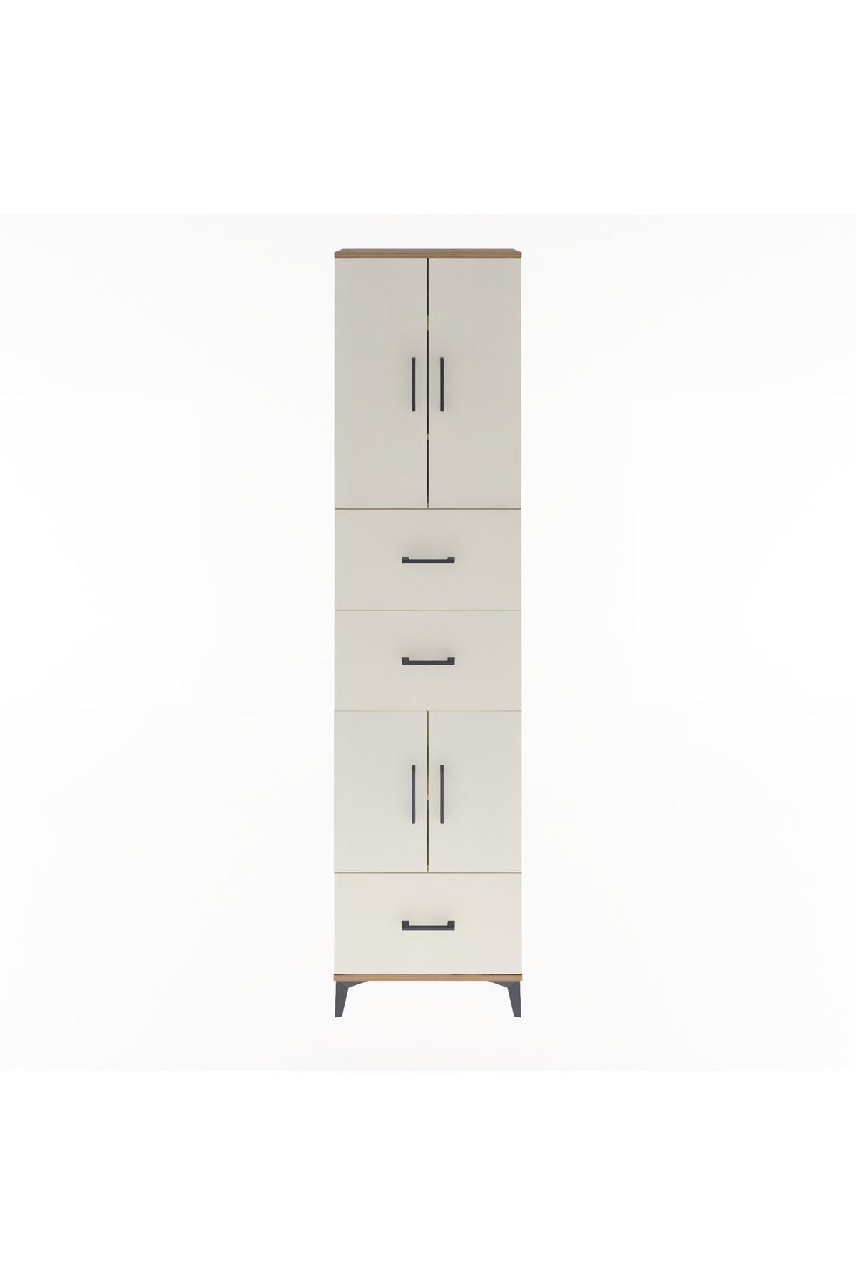 Arges Dolap 5 Raflı 3 Çekmeceli 4 Kapaklı 60x30x243 Çam-Aytaşı