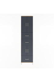 Arges Dolap 5 Raflı 3 Çekmeceli 4 Kapaklı 60x30x243 Çam-Antrasit