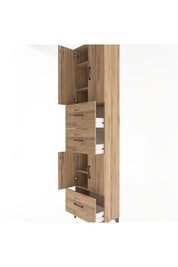 Arges Dolap 5 Raflı 3 Çekmeceli 4 Kapaklı 60x30x243 Çam-Çam