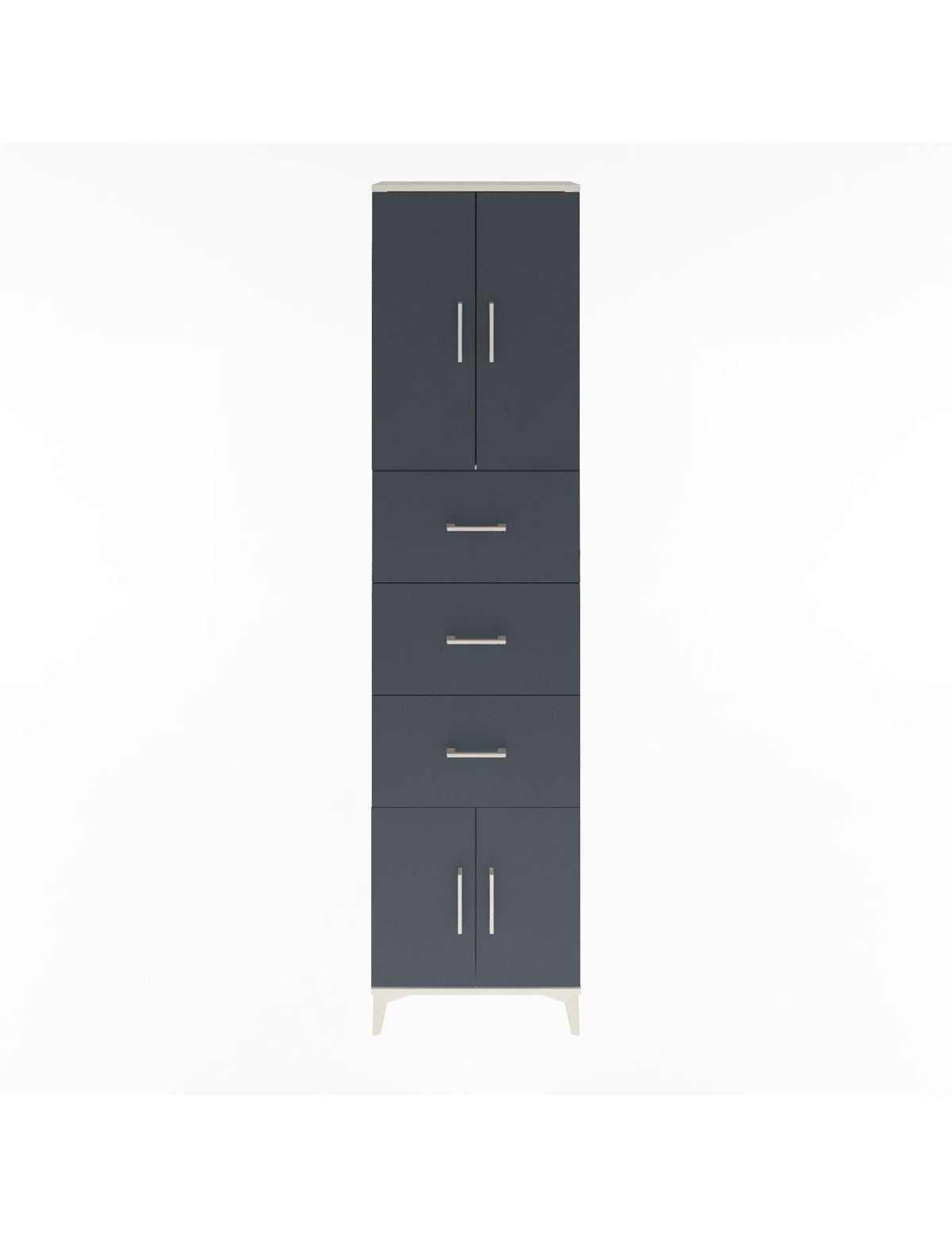 Arges Dolap Tek Raflı 3 Çekmeceli 4 Kapaklı 60x30x243 Aytaşı-Antrasit