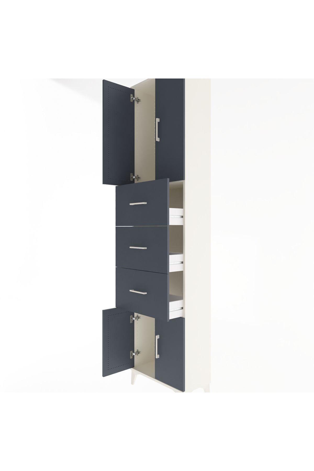 Arges Dolap Tek Raflı 3 Çekmeceli 4 Kapaklı 60x30x243 Aytaşı-Antrasit