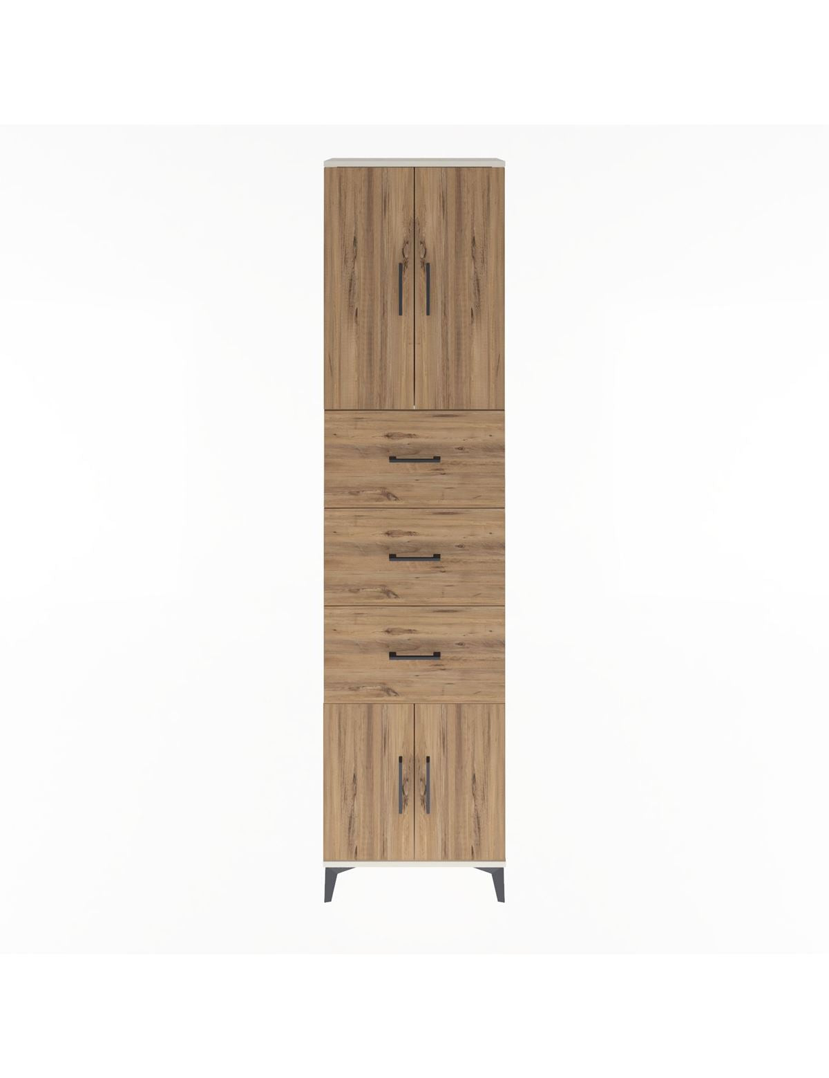 Arges Dolap Tek Raflı 3 Çekmeceli 4 Kapaklı 60x30x243 Aytaşı-Çam