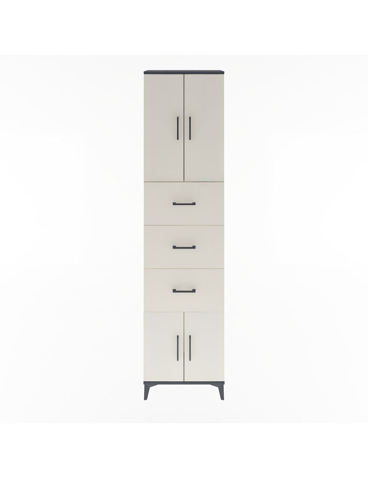 Arges Dolap Tek Raflı 3 Çekmeceli 4 Kapaklı 60x30x243 Antrasit-Aytaşı