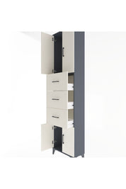 Arges Dolap Tek Raflı 3 Çekmeceli 4 Kapaklı 60x30x243 Antrasit-Aytaşı