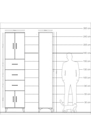 Arges Dolap Tek Raflı 3 Çekmeceli 4 Kapaklı 60x30x243 Antrasit-Aytaşı