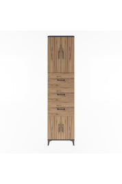 Arges Dolap Tek Raflı 3 Çekmeceli 4 Kapaklı 60x30x243 Antrasit-Çam