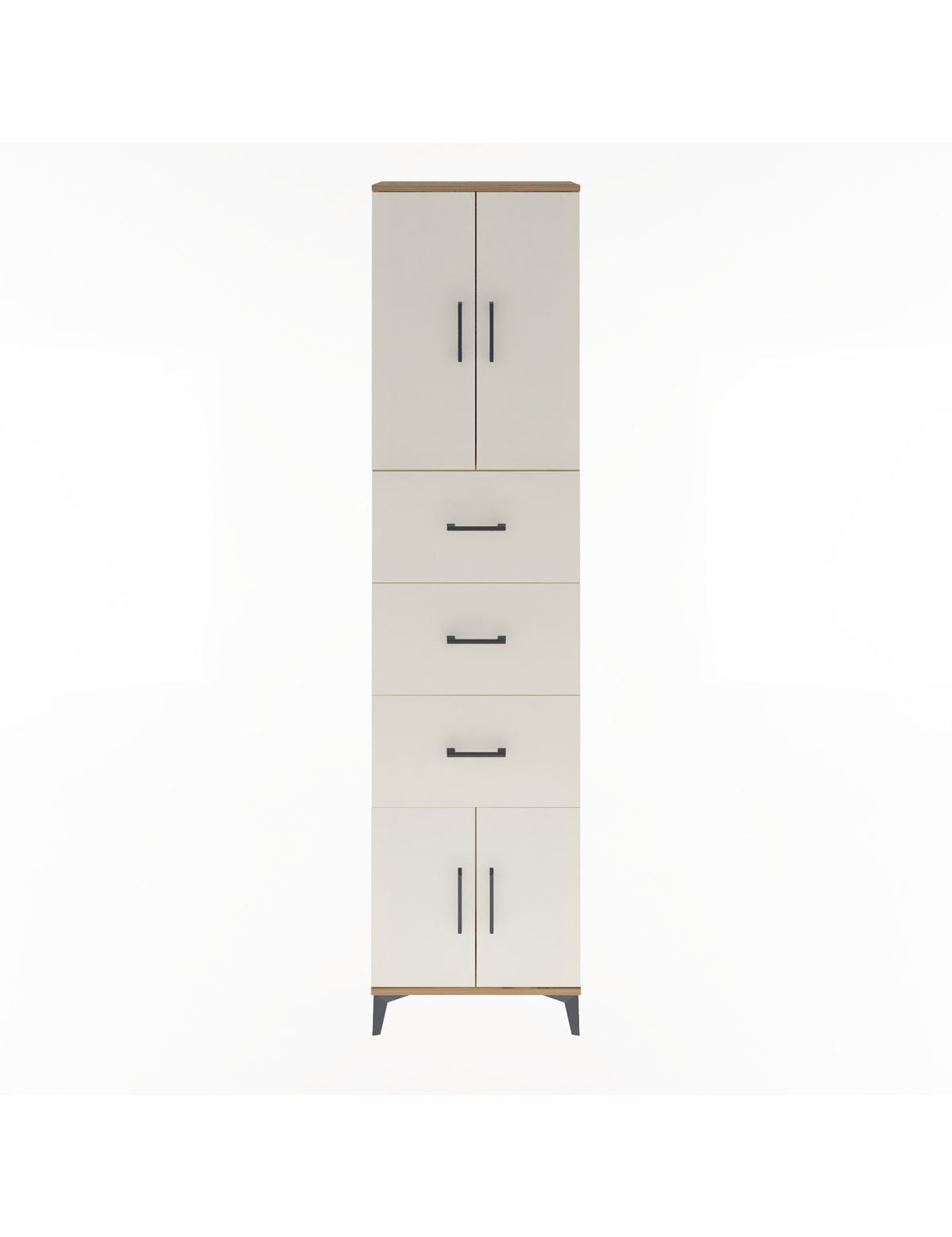 Arges Dolap Tek Raflı 3 Çekmeceli 4 Kapaklı 60x30x243 Çam-Aytaşı