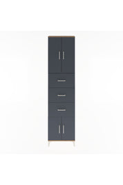 Arges Dolap Tek Raflı 3 Çekmeceli 4 Kapaklı 60x30x243 Çam-Antrasit