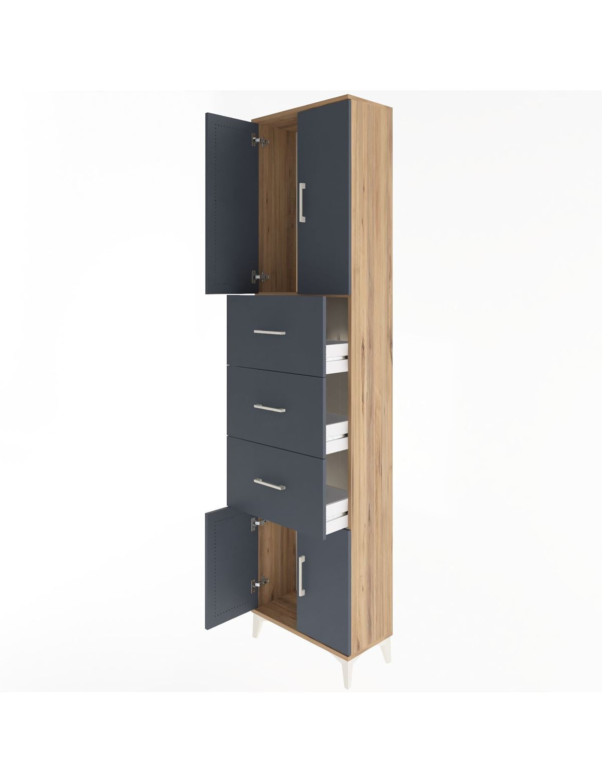 Arges Dolap Tek Raflı 3 Çekmeceli 4 Kapaklı 60x30x243 - S32M073V8A
