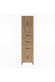 Arges Dolap Tek Raflı 3 Çekmeceli 4 Kapaklı 60x30x243 Çam-Çam