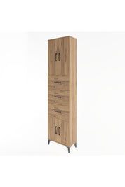 Arges Dolap Tek Raflı 3 Çekmeceli 4 Kapaklı 60x30x243 Çam-Çam