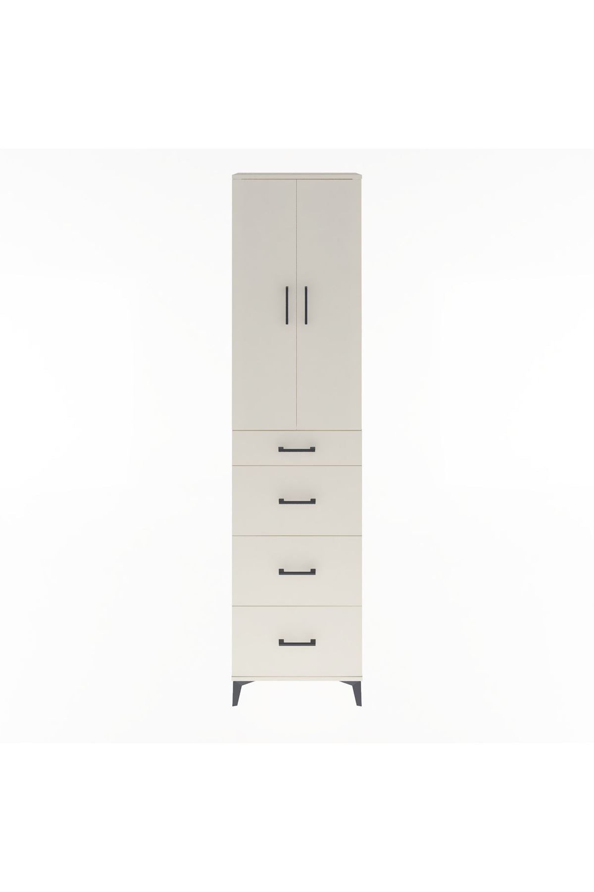 Arges Dolap Tek Raflı 4 Çekmeceli 2 Kapaklı 60x30x243 Aytaşı-Aytaşı