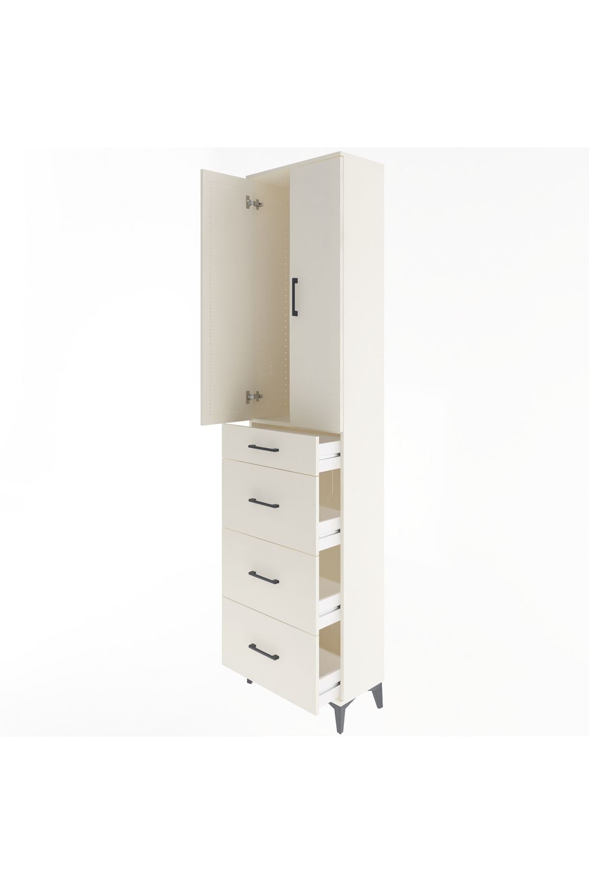 Arges Dolap Tek Raflı 4 Çekmeceli 2 Kapaklı 60x30x243 Aytaşı-Aytaşı