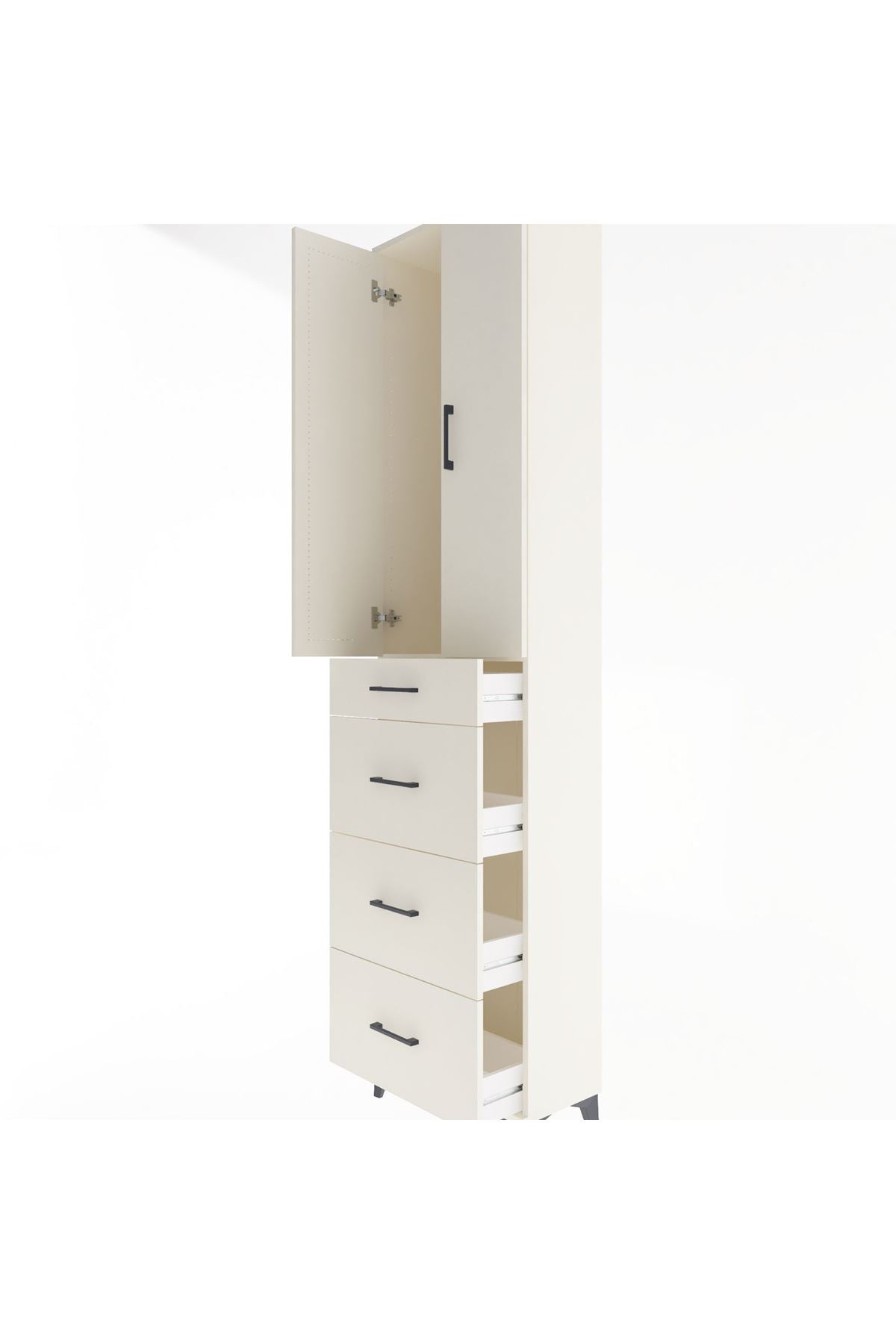 Arges Dolap Tek Raflı 4 Çekmeceli 2 Kapaklı 60x30x243 Aytaşı-Aytaşı