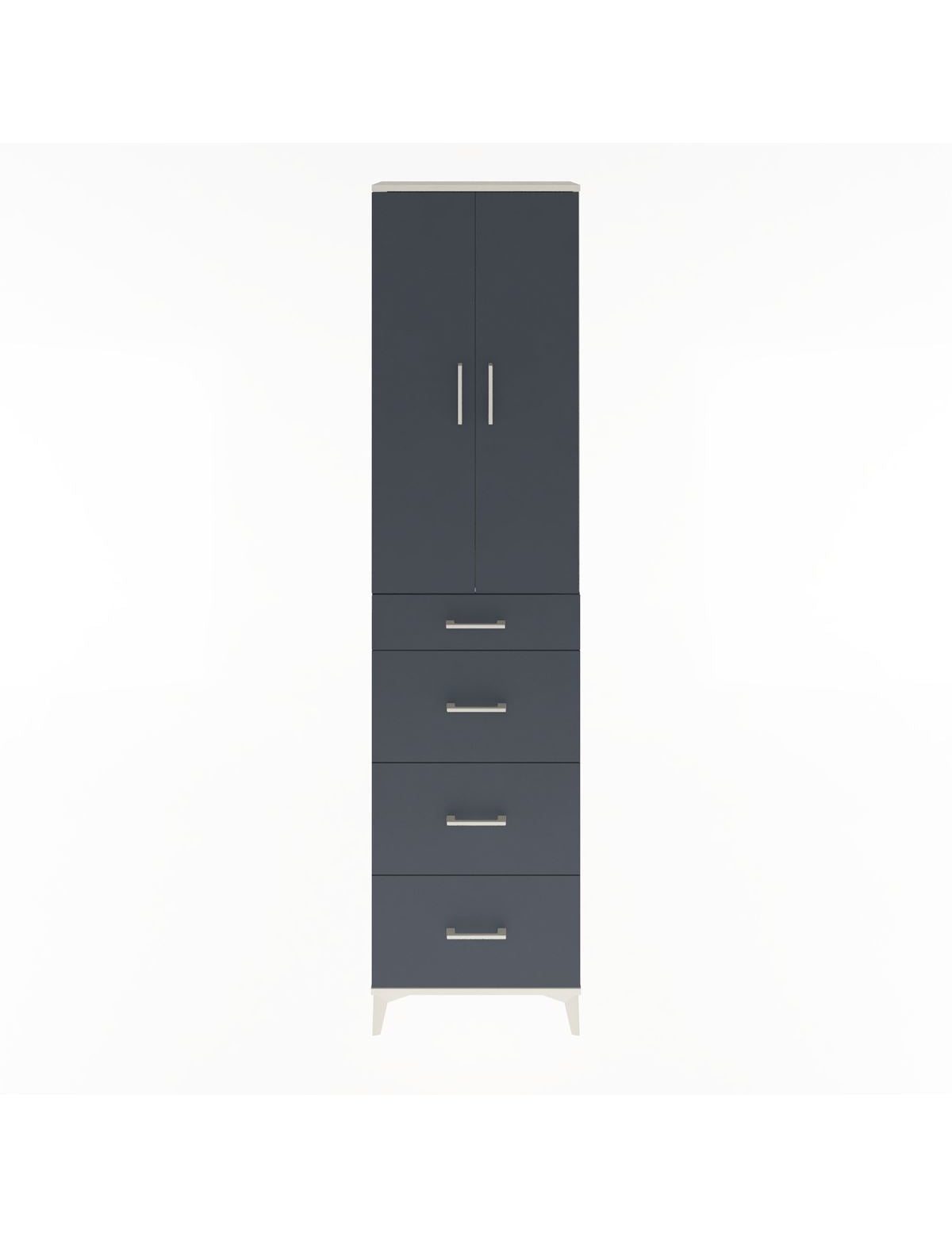 Arges Dolap Tek Raflı 4 Çekmeceli 2 Kapaklı 60x30x243 Aytaşı-Antrasit