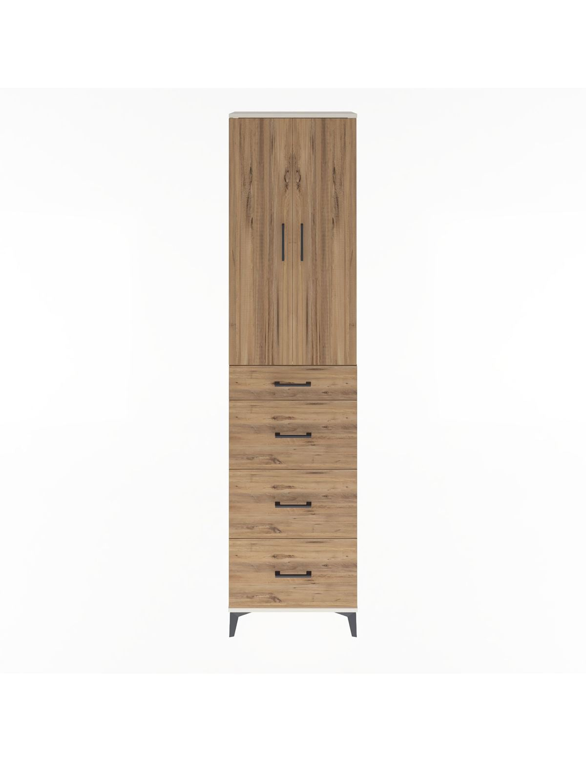 Arges Dolap Tek Raflı 4 Çekmeceli 2 Kapaklı 60x30x243 Aytaşı-Çam