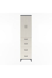 Arges Dolap Tek Raflı 4 Çekmeceli 2 Kapaklı 60x30x243 Antrasit-Aytaşı