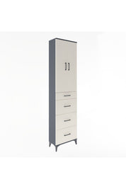 Arges Dolap Tek Raflı 4 Çekmeceli 2 Kapaklı 60x30x243 Antrasit-Aytaşı