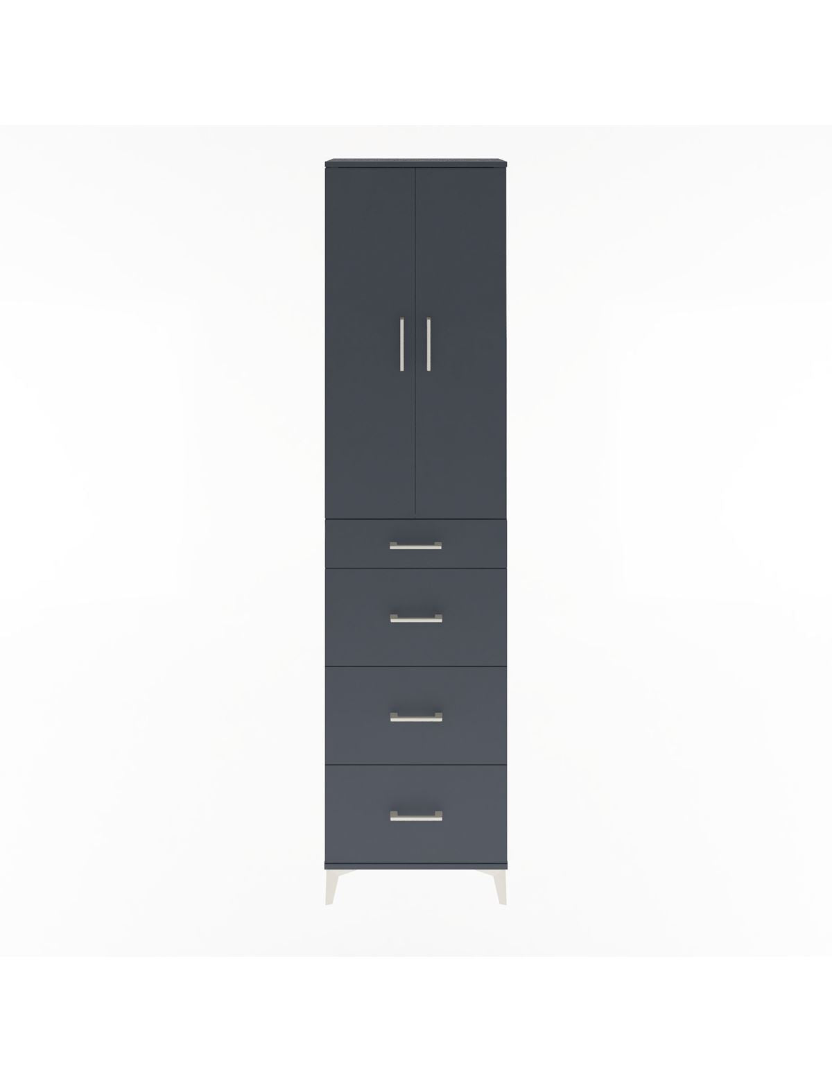 Arges Dolap Tek Raflı 4 Çekmeceli 2 Kapaklı 60x30x243 Antrasit-Antrasit