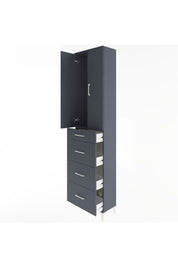 Arges Dolap Tek Raflı 4 Çekmeceli 2 Kapaklı 60x30x243 Antrasit-Antrasit