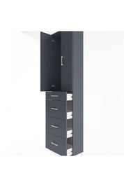 Arges Dolap Tek Raflı 4 Çekmeceli 2 Kapaklı 60x30x243 Antrasit-Antrasit