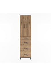 Arges Dolap Tek Raflı 4 Çekmeceli 2 Kapaklı 60x30x243 Antrasit-Çam