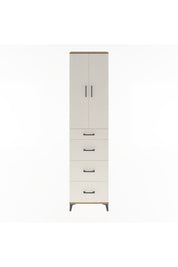 Arges Dolap Tek Raflı 4 Çekmeceli 2 Kapaklı 60x30x243 Çam-Aytaşı