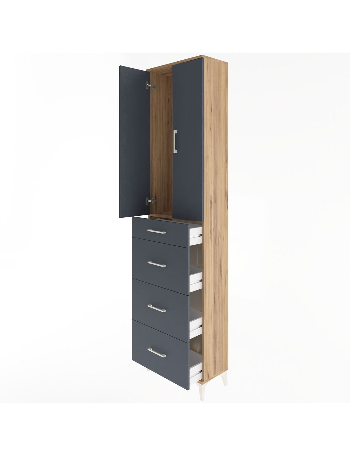 Arges Dolap Tek Raflı 4 Çekmeceli 2 Kapaklı 60x30x243 - S32M074V8A