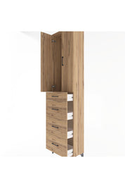 Arges Dolap Tek Raflı 4 Çekmeceli 2 Kapaklı 60x30x243 Çam-Çam