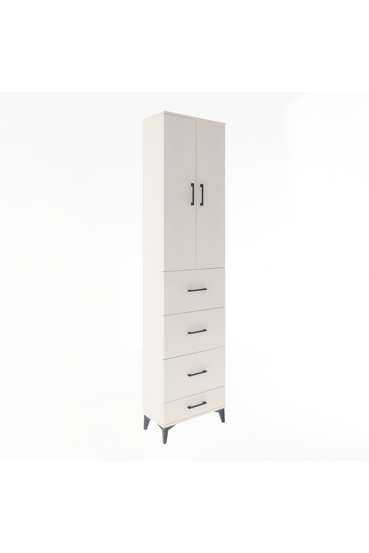 Arges Dolap Tek Raflı 4 Çekmeceli 2 Kapaklı 60x30x243 Aytaşı-Aytaşı