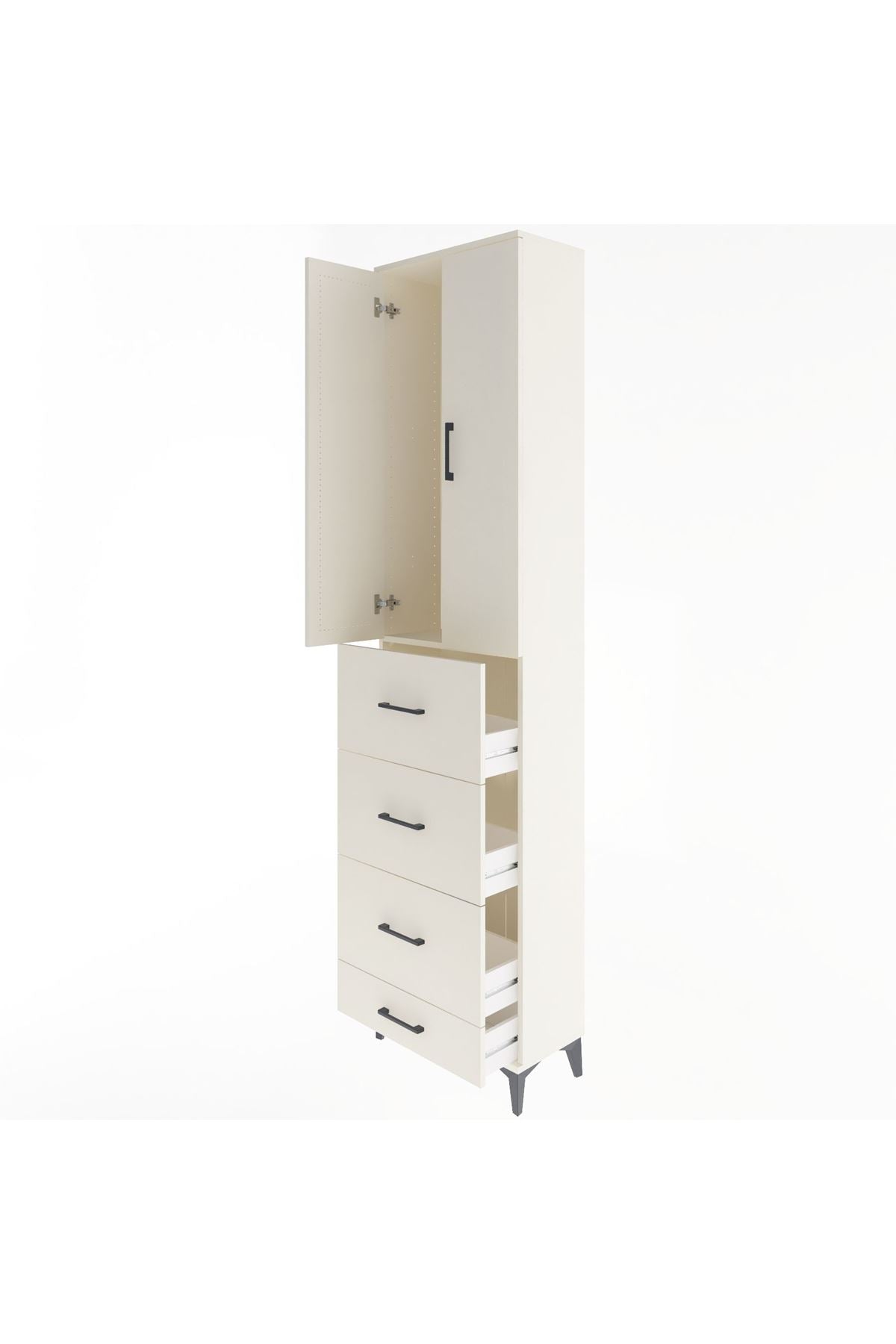 Arges Dolap Tek Raflı 4 Çekmeceli 2 Kapaklı 60x30x243 Aytaşı-Aytaşı