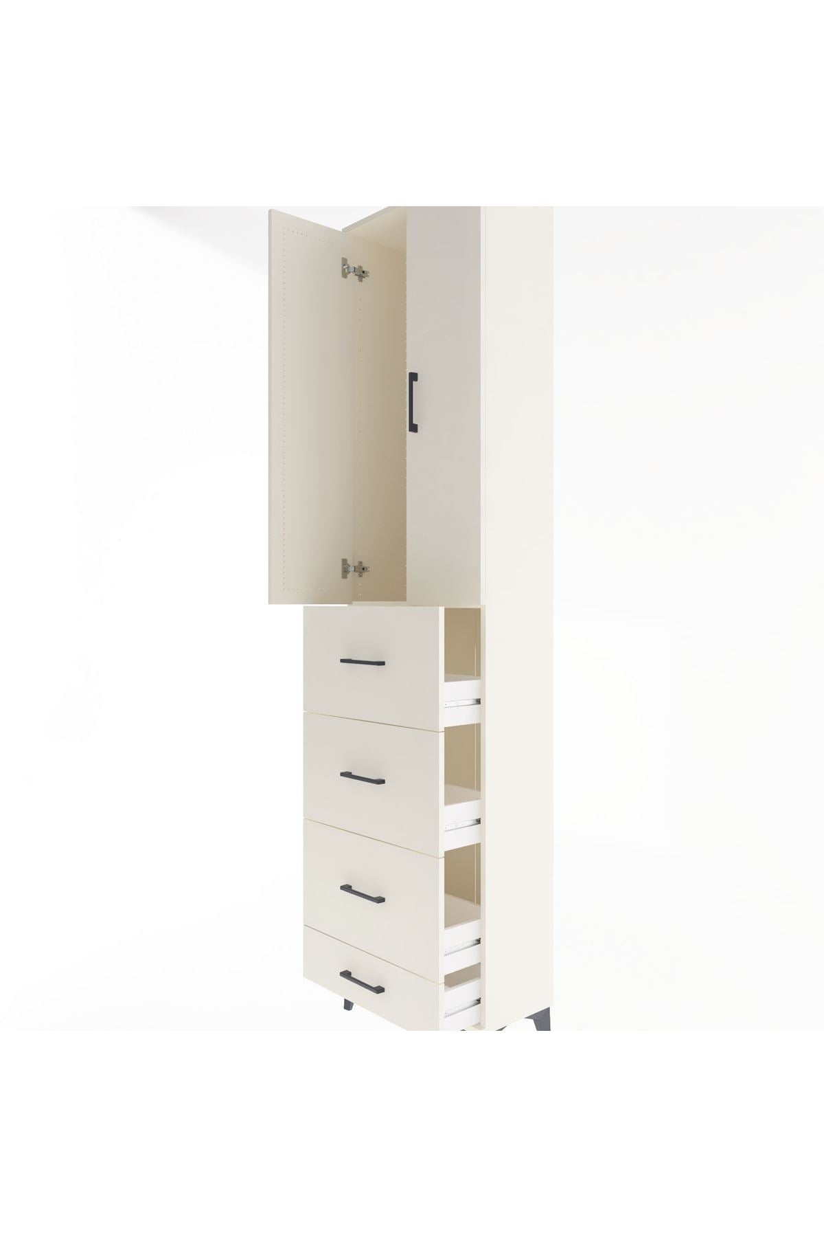 Arges Dolap Tek Raflı 4 Çekmeceli 2 Kapaklı 60x30x243 Aytaşı-Aytaşı