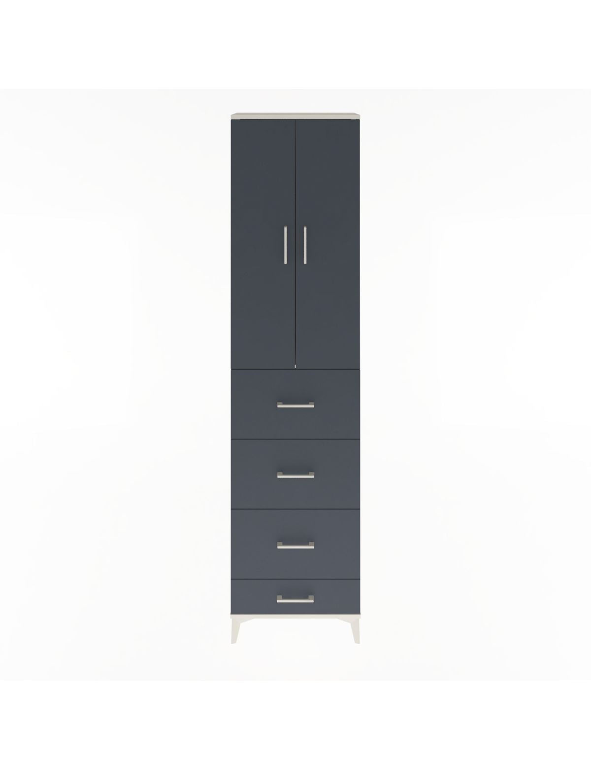 Arges Dolap Tek Raflı 4 Çekmeceli 2 Kapaklı 60x30x243 Aytaşı-Antrasit