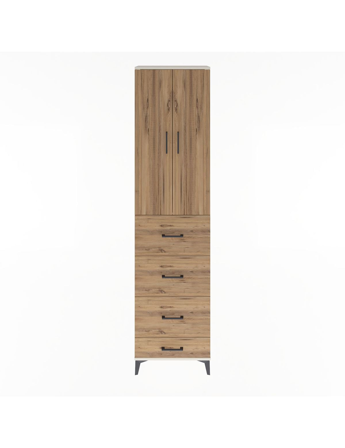 Arges Dolap Tek Raflı 4 Çekmeceli 2 Kapaklı 60x30x243 Aytaşı-Çam