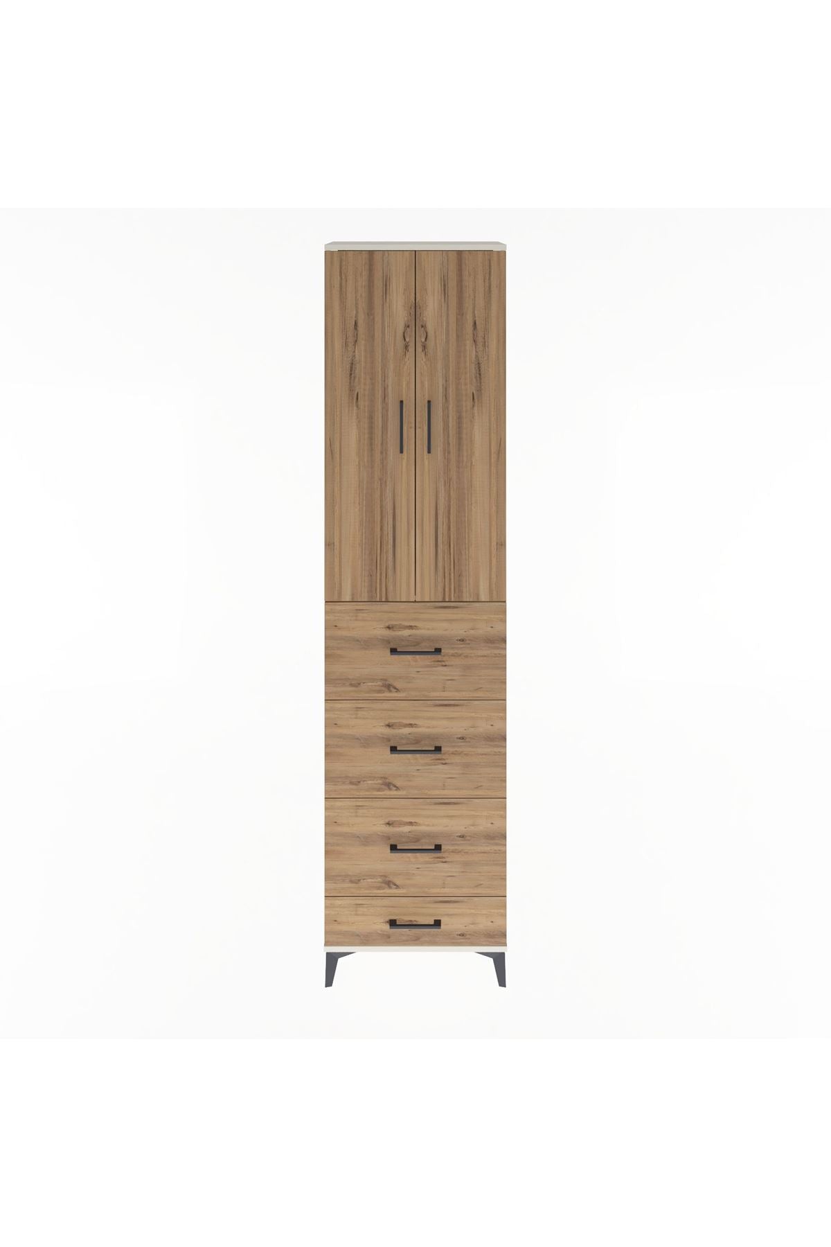 Arges Dolap Tek Raflı 4 Çekmeceli 2 Kapaklı 60x30x243 Aytaşı-Çam