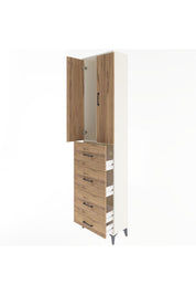 Arges Dolap Tek Raflı 4 Çekmeceli 2 Kapaklı 60x30x243 Aytaşı-Çam