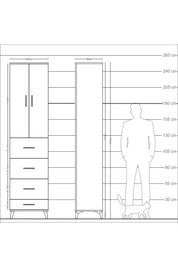 Arges Dolap Tek Raflı 4 Çekmeceli 2 Kapaklı 60x30x243 Aytaşı-Çam