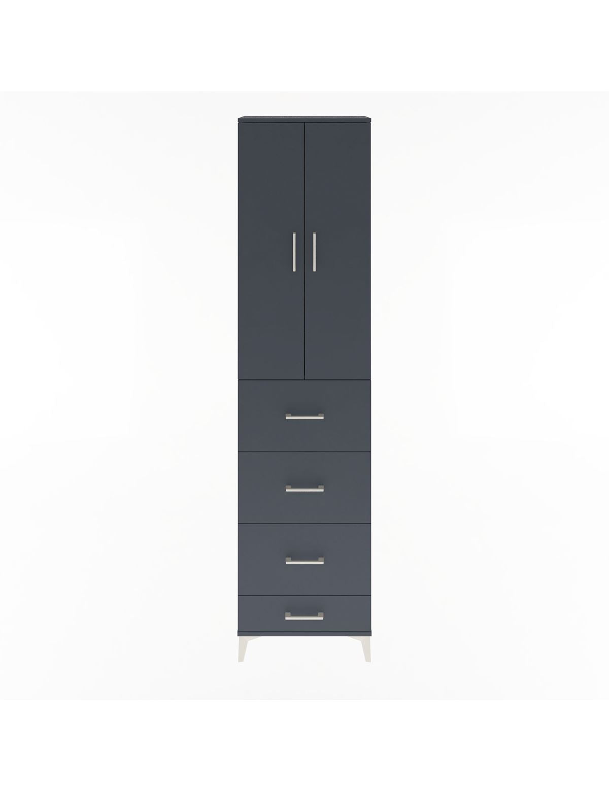 Arges Dolap Tek Raflı 4 Çekmeceli 2 Kapaklı 60x30x243 Antrasit-Antrasit