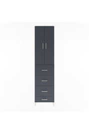Arges Dolap Tek Raflı 4 Çekmeceli 2 Kapaklı 60x30x243 Antrasit-Antrasit