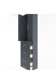 Arges Dolap Tek Raflı 4 Çekmeceli 2 Kapaklı 60x30x243 Antrasit-Antrasit
