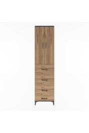 Arges Dolap Tek Raflı 4 Çekmeceli 2 Kapaklı 60x30x243 Antrasit-Çam