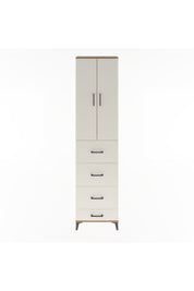 Arges Dolap Tek Raflı 4 Çekmeceli 2 Kapaklı 60x30x243 Çam-Aytaşı